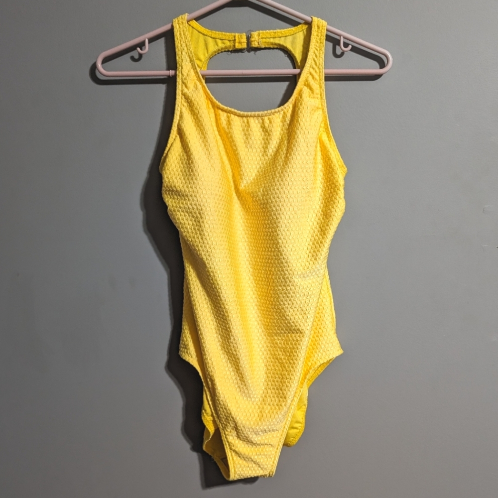 Yellow Textured One-Piece Swimsuit - Women